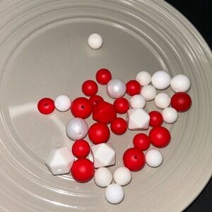 35 Red and White Mixed Bead Lot